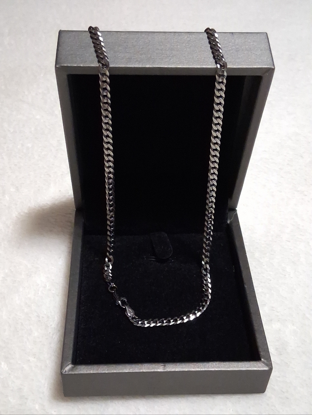 Italian Made 925/black Rhodium Cuban Chain 18"